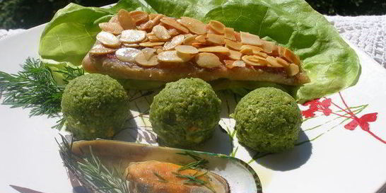 Филе окуня с сорбетом из брокколи