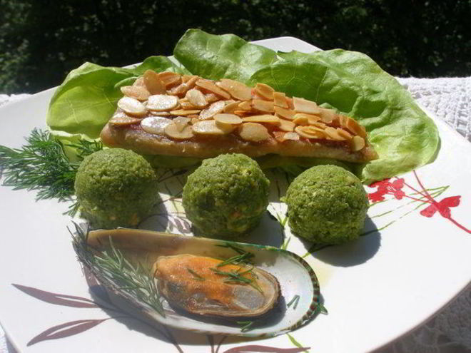 Рецепт филе окуня с сорбетом из брокколи