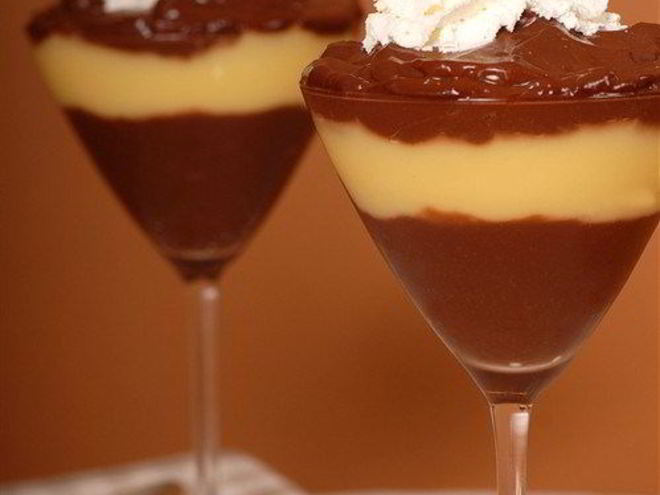 Рецепт карамельно-шоколадного слоеного пудинг