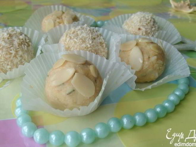 Рецепт конфет с белым шоколадом и миндалем