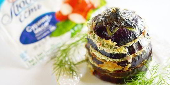 Баклажанный мильфей с крабовым кремом