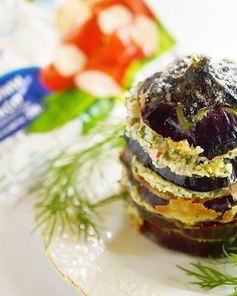 Баклажанный мильфей с крабовым кремом