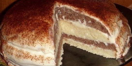 Домашний тортик на кефире со сметанным кремом