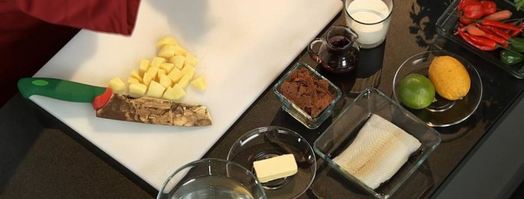 филе камбалы со сливочным кремом и красным картофельным пюре. Шаг 2