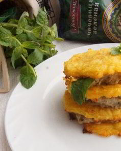 Овощной мильфей с чечевично-мятным кремом