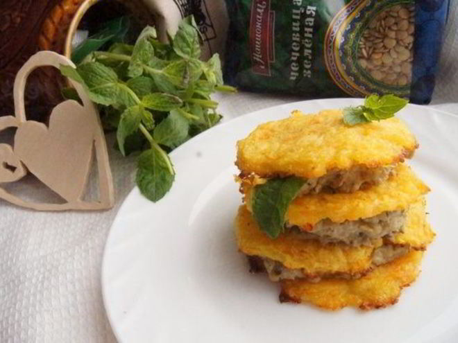 Рецепт овощного мильфея с чечевично-мятным кремом