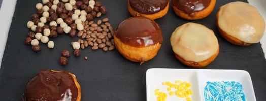 пончики берлинеры с заварным кремом и шоколадной помадкой. Шаг 7