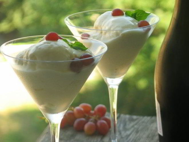 Рецепт мороженого с шампанским и грушами