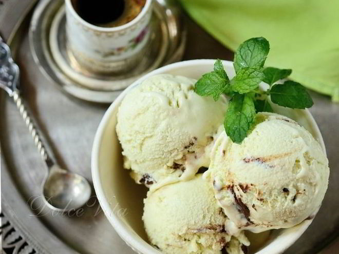 Рецепт мятного мороженого с шоколадом