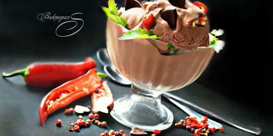 Шоколадное мороженое c красным перцем