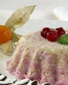 Творожно-клюквенное мороженое с миндалем