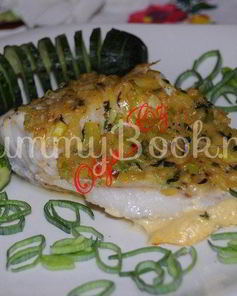 Филе трески, запеченнoе в муссе из лука-порея и базилика