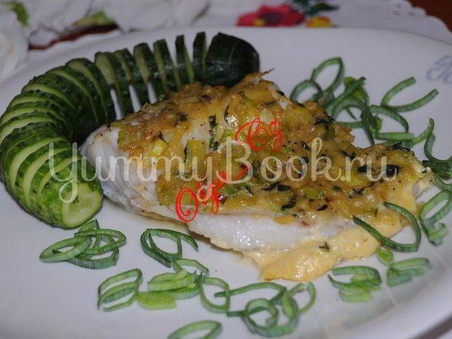 Рецепт филе трески, запеченное в муссе из лука-порея и базилика