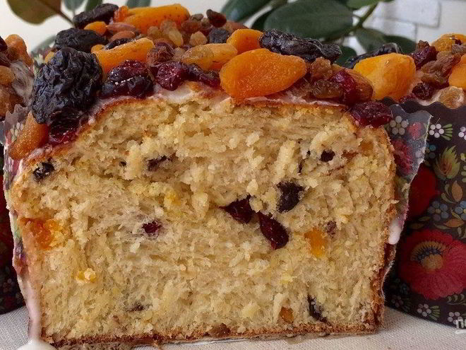 Рецепт пасхального кулича с сухофруктами и орехами