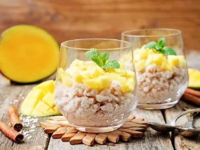 Рецепт рисового пудинга с манго