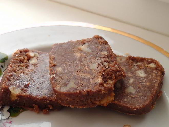 Рецепт рулета из печенья орехово-шоколадная колбаса