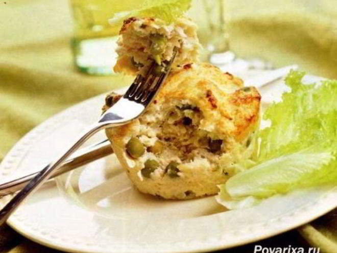 Рецепт куриного суфле с зеленым горошком и сельдереем