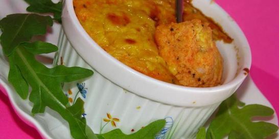 Нежное овощное суфле с курицей и сыром