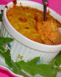 Нежное овощное суфле с курицей и сыром