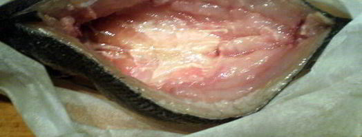 сибас с творожно-сырным суфле и семгой. Шаг 14