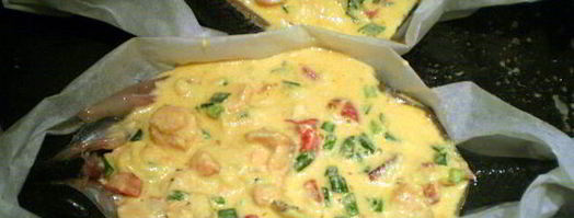 сибас с творожно-сырным суфле и семгой. Шаг 15