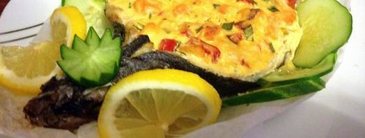 сибас с творожно-сырным суфле и семгой. Шаг 17