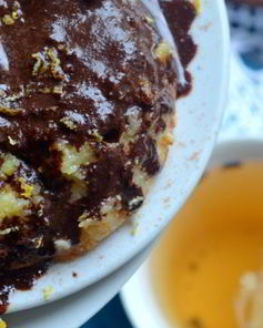 Творожно-лимонное суфле под растопленным шоколадом