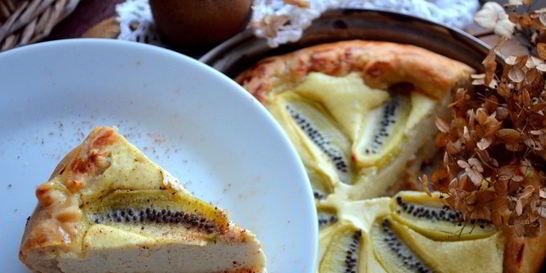 Творожное суфле с киви в тесте