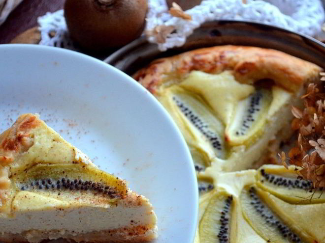 Рецепт творожного суфле с киви в тесте