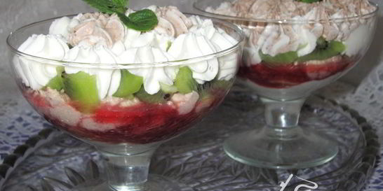 Творожный десерт с фруктами