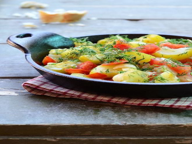 Рецепт гарнира из кабачков с помидорами и перца