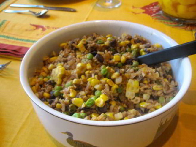 Рецепт гарнира из риса с кукурузой и фасолью