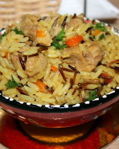 Ароматный рис Акватика Mix с мясом и ягодами годжи в мультиварке