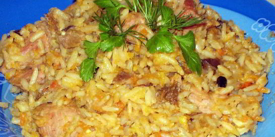 Чечевица с рисом, грибами и морковью