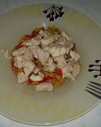 Чечевица с сладким перцем и чесноком и куриная грудка с зирой и кориандром