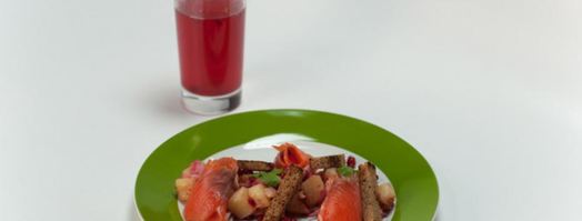 картофель с брусникой и слабосоленым лососем. Шаг 5