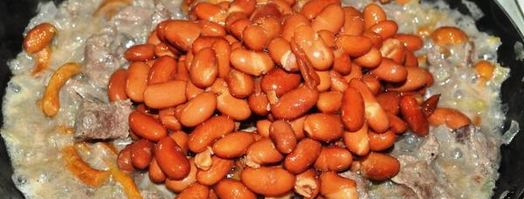 картофель с говядиной, фасолью и опятами. Шаг 3