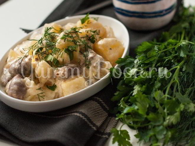 Рецепт картофеля с куриными сердечками в мультиварке