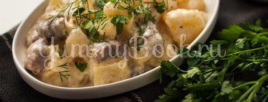 картофель с куриными сердечками в мультиварке. Шаг 6