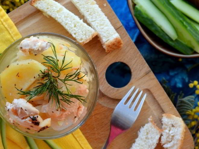 Рецепт картофеля с курицей и адыгейским сыром