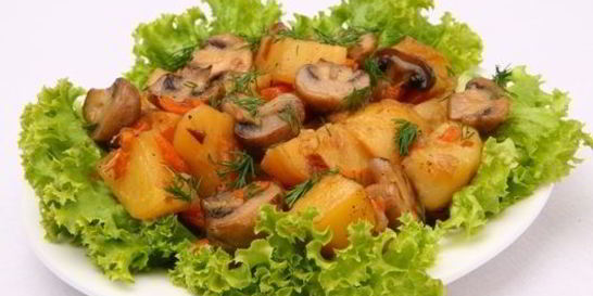 Картофель жареный с грибами