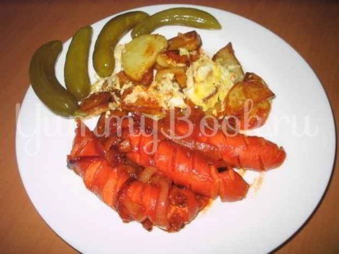 Рецепт картофеля жареного с сосисками