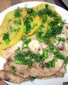 Картошка с куриными грудками в микроволновке
