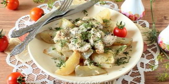 Картошка с мясом в рукаве, в духовке