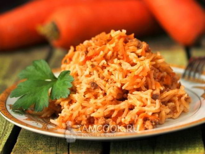 Рецепт риса с фаршем и морковью в мультиварке