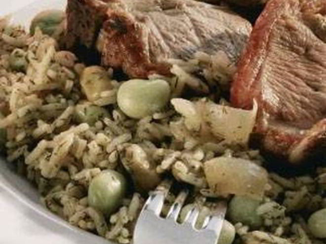 Рецепт риса с фасолью и мясом