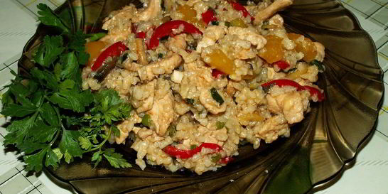 Рис с грибами и овощами