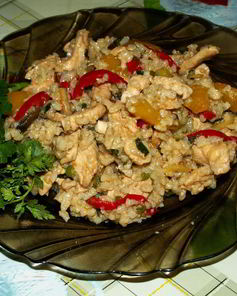 Рис с грибами и овощами