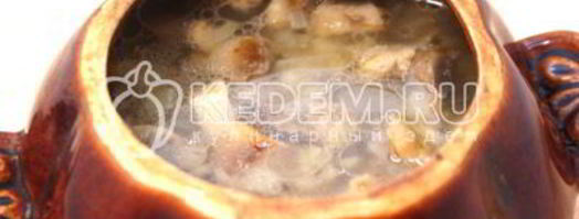 рис с грибами в горшочке. Шаг 7