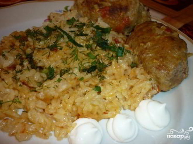 Рецепт риса с котлетами в мультиварке